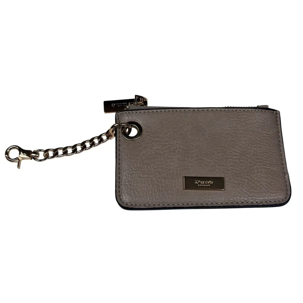 Dune London Taupe Grey Card Holder Coin Purse Gold Chain Key Ring Snakeskin Back